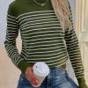 MY Smaibulun | Green Stripe Turtleneck Knit Top New In Clothing