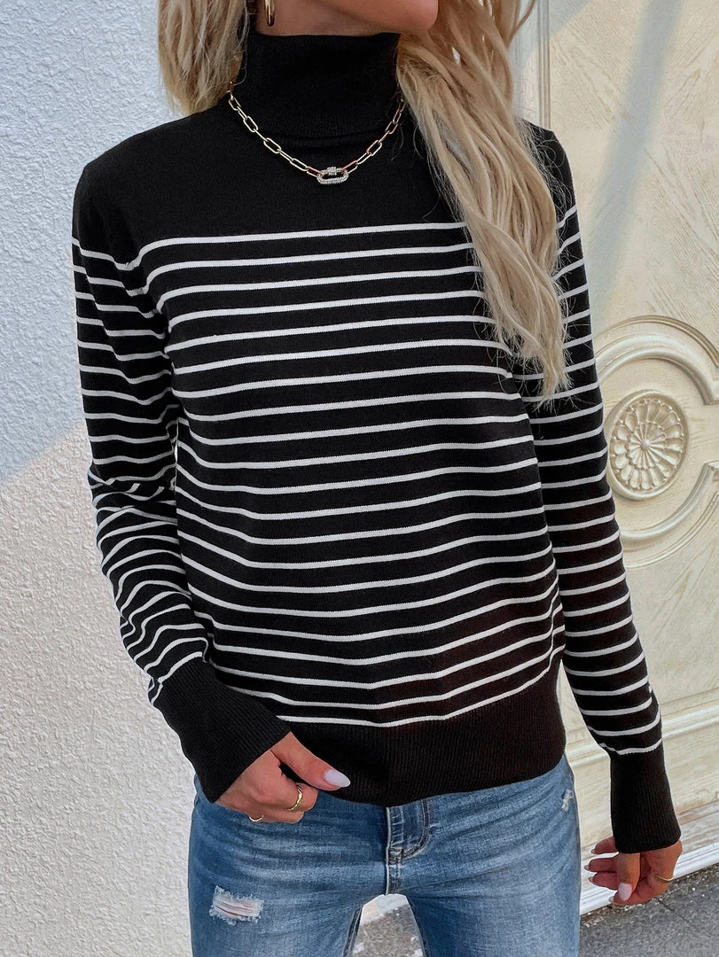 MY New In Clothing Smaibulun | Black Stripe Turtleneck Knit Top 2 MY New In Clothing Smaibulun | Black Stripe Turtleneck Knit Top