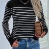 MY New In Clothing Smaibulun | Black Stripe Turtleneck Knit Top