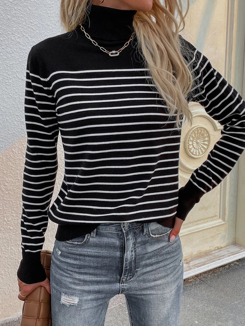 MY New In Clothing Smaibulun | Black Stripe Turtleneck Knit Top 6 MY New In Clothing Smaibulun | Black Stripe Turtleneck Knit Top