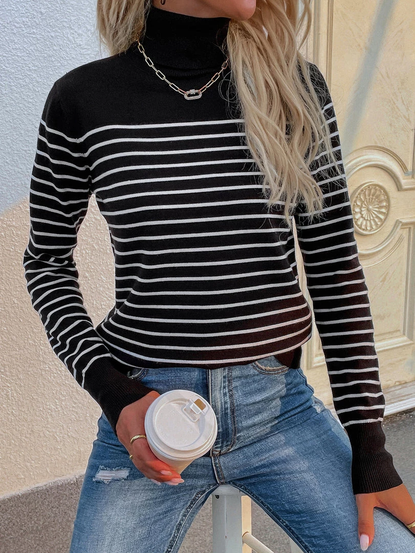 MY New In Clothing Smaibulun | Black Stripe Turtleneck Knit Top 4 MY New In Clothing Smaibulun | Black Stripe Turtleneck Knit Top
