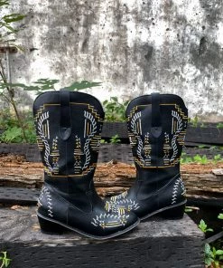 YL En Bloom | Geometric Embroidered Knee Cowboy Boots - Black New In Shoes 12 YL En Bloom | Geometric Embroidered Knee Cowboy Boots - Black New In Shoes
