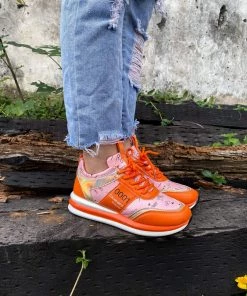 YL En Bloom | Neon Color Graffiti Sneaker - Orange New In Shoes