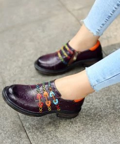 Soffia | Rainbow Stitch Embossed Genuine Leather Sneakers NEW ARRIVALS