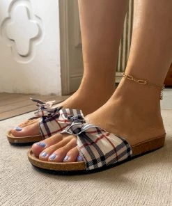 YL Classic Gingham Slide Sandals Sliders Shoes | En Bloom New In Shoes