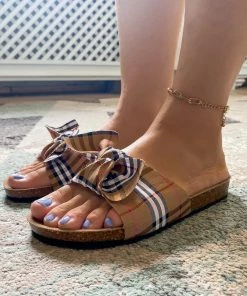 YL Classic Gingham Slide Sandals Sliders Shoes | En Bloom New In Shoes