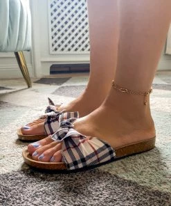 YL Classic Gingham Slide Sandals Sliders Shoes | En Bloom New In Shoes