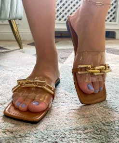 YL Transparent Upper Chain-Accent Slide - EN BLOOM New In Shoes