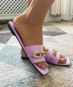 YL New In Shoes Purple Chain-Accent Slide - EN BLOOM