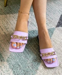 YL New In Shoes Purple Chain-Accent Slide - EN BLOOM