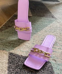 YL New In Shoes Purple Chain-Accent Slide - EN BLOOM