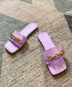 YL New In Shoes Purple Chain-Accent Slide - EN BLOOM