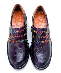 Soffia | Rainbow Stitch Embossed Genuine Leather Sneakers NEW ARRIVALS