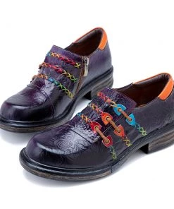 Soffia | Rainbow Stitch Embossed Genuine Leather Sneakers NEW ARRIVALS