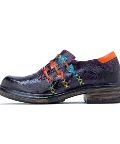 Soffia | Rainbow Stitch Embossed Genuine Leather Sneakers NEW ARRIVALS