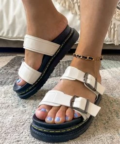 YL White Double-Strap Buckled Platform Sandals | En Bloom