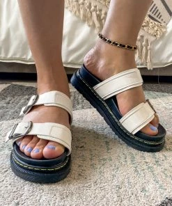 YL White Double-Strap Buckled Platform Sandals | En Bloom