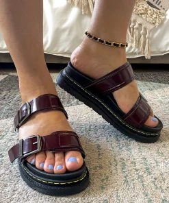 YL New In Shoes Purple Double-Strap Buckled Platform Sandals | En Bloom
