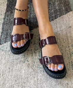 YL New In Shoes Purple Double-Strap Buckled Platform Sandals | En Bloom