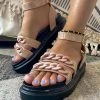 YL Beige Chain Buckle Strap Flat Platform Sandals | En Bloom New In Shoes
