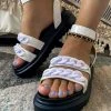YL Purple Chain Cream Open Toe Platform Sandals | En Bloom New In Shoes
