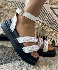 YL Purple Chain Cream Open Toe Platform Sandals | En Bloom New In Shoes