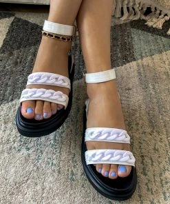 YL Purple Chain Cream Open Toe Platform Sandals | En Bloom New In Shoes