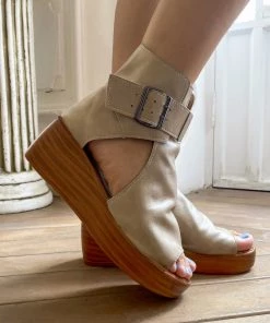 Peep-toe Side Cut Wedge Boots Platform Sandals | En Bloom New In Shoes