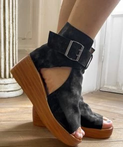 Peep-toe Side Cut Wedge Boots Platform Sandals | En Bloom New In Shoes