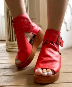 Peep-toe Side Cut Wedge Boots Platform Sandals | En Bloom New In Shoes