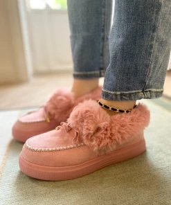 HYHE New In Shoes En Bloom | Pink Faux-Fur Anklet Yana Moccasin