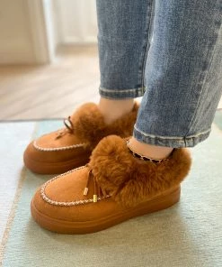 HYHE New In Shoes En Bloom | Chestnut Faux-Fur Anklet Yana Moccasin