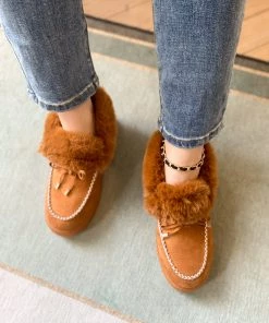 HYHE New In Shoes En Bloom | Chestnut Faux-Fur Anklet Yana Moccasin