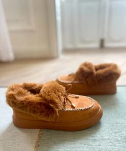 HYHE New In Shoes En Bloom | Chestnut Faux-Fur Anklet Yana Moccasin