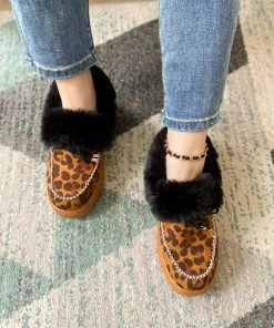 HYHE En Bloom | Leopard Faux-Fur Anklet Yana Moccasin
