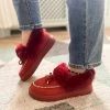 HYHE New In Shoes En Bloom | Red Faux-Fur Anklet Yana Moccasin