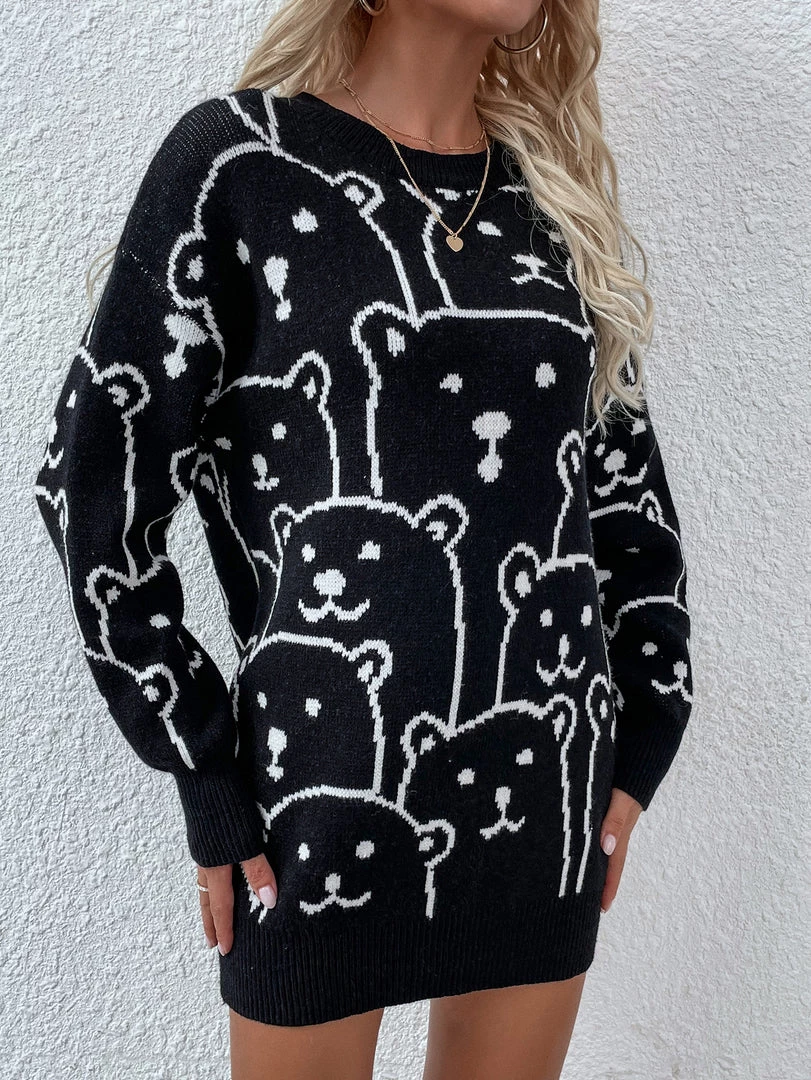 MY Smaibulun | Smiley Polar Bear Black Knit Sweater Dress 3 MY Smaibulun | Smiley Polar Bear Black Knit Sweater Dress