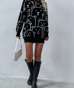 MY Smaibulun | Smiley Polar Bear Black Knit Sweater Dress 11 MY Smaibulun | Smiley Polar Bear Black Knit Sweater Dress