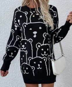 MY Smaibulun | Smiley Polar Bear Black Knit Sweater Dress 10 MY Smaibulun | Smiley Polar Bear Black Knit Sweater Dress