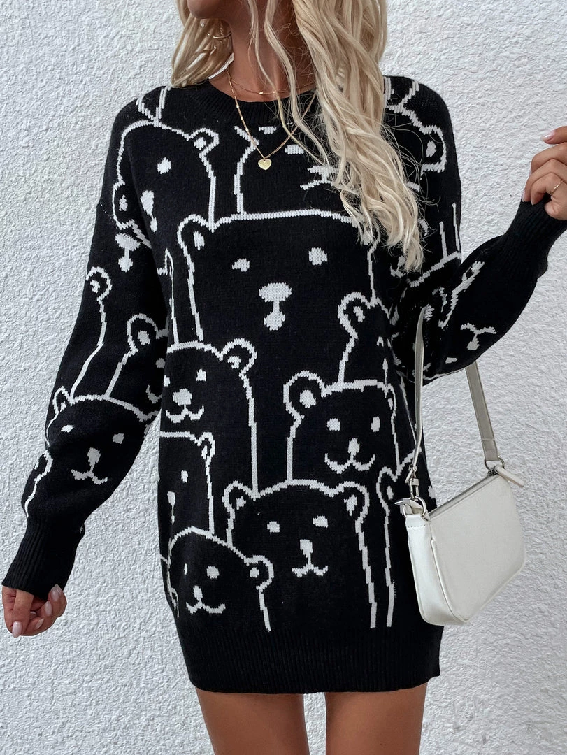 MY Smaibulun | Smiley Polar Bear Black Knit Sweater Dress 4 MY Smaibulun | Smiley Polar Bear Black Knit Sweater Dress