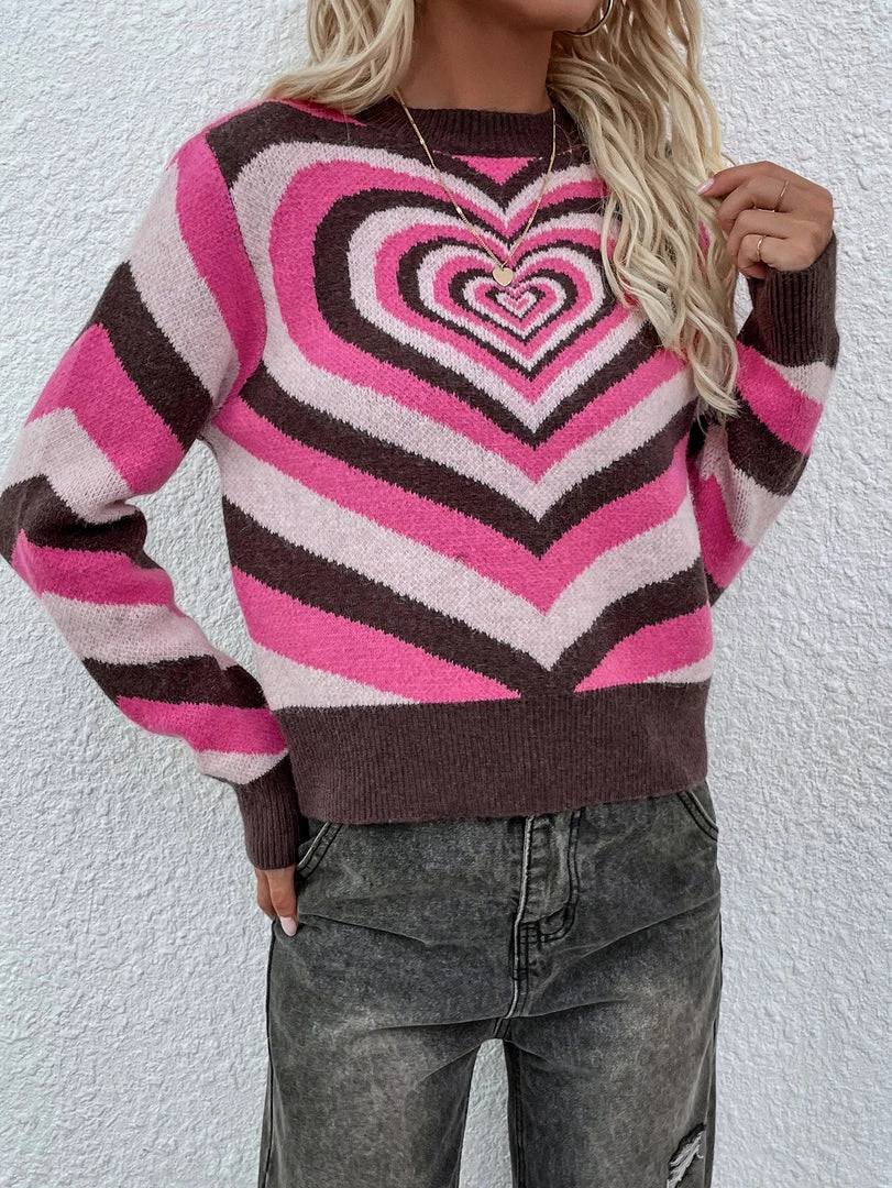 MY Smaibulun | Brown Pink Heart Ring Knit Top 2 MY Smaibulun | Brown Pink Heart Ring Knit Top