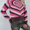 MY Smaibulun | Brown Pink Heart Ring Knit Top