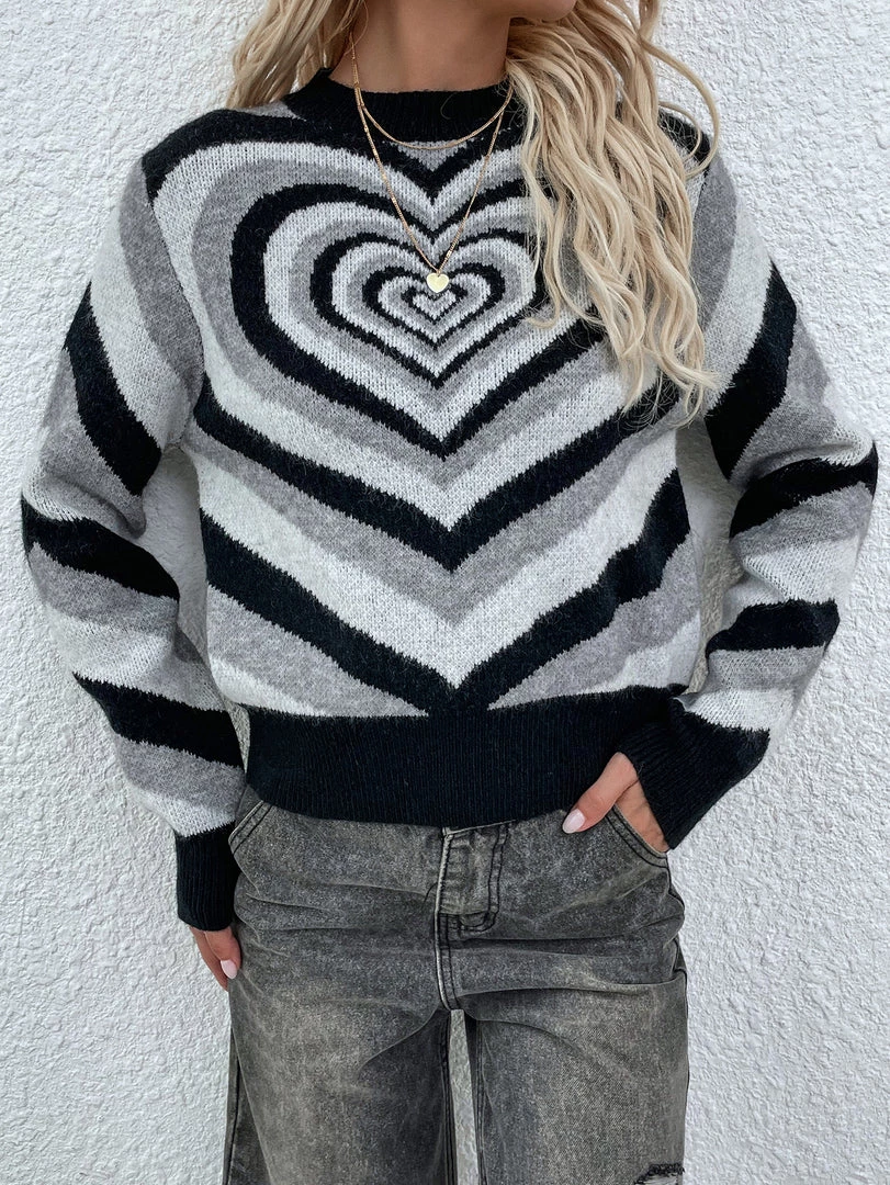MY Smaibulun | Black Grey Heart Ring Knit Top New In Clothing 1 MY Smaibulun | Black Grey Heart Ring Knit Top New In Clothing