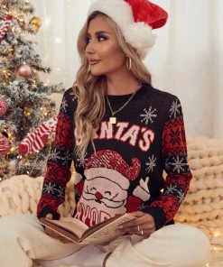 SZTY Smaibulun | Black Santa Favorite Christmas Sweater New In Clothing