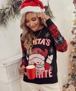 SZTY Smaibulun | Black Santa Favorite Christmas Sweater New In Clothing