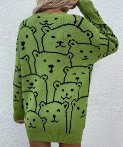 MY Smaibulun | Green Smiley Polar Bear Knit Sweater Dress New In Clothing 10 MY Smaibulun | Green Smiley Polar Bear Knit Sweater Dress New In Clothing