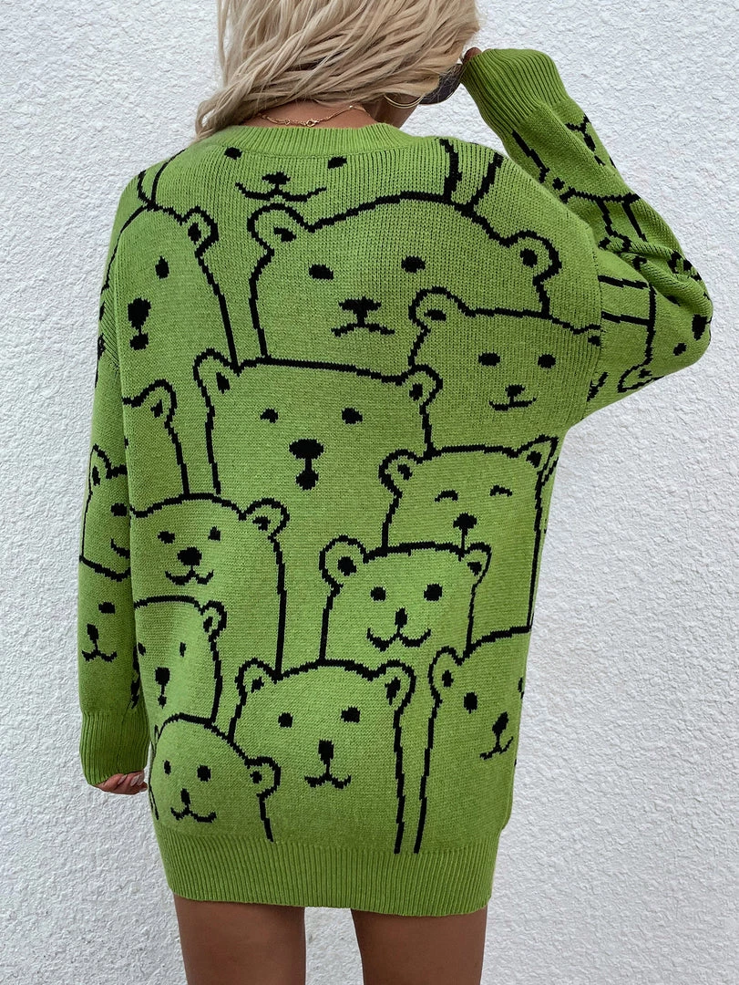 MY Smaibulun | Green Smiley Polar Bear Knit Sweater Dress New In Clothing 5 MY Smaibulun | Green Smiley Polar Bear Knit Sweater Dress New In Clothing
