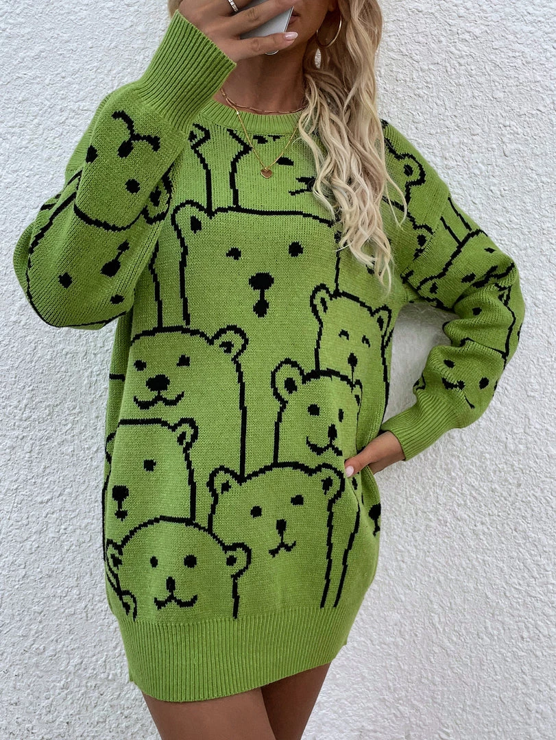 MY Smaibulun | Green Smiley Polar Bear Knit Sweater Dress New In Clothing 4 MY Smaibulun | Green Smiley Polar Bear Knit Sweater Dress New In Clothing