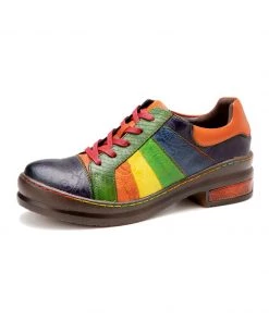 SOFFIA | Rainbow Strap Vintage Genuine Leather Sneakers NEW ARRIVALS