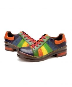 SOFFIA | Rainbow Strap Vintage Genuine Leather Sneakers NEW ARRIVALS